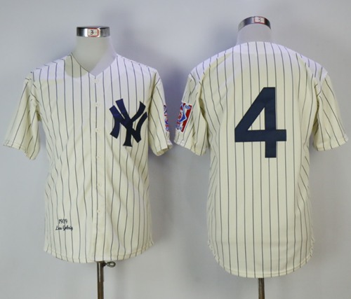 Mitchell And Ness 1939 Yankees #4 Lou Gehrig Cream Throwback Stitched MLB Jersey